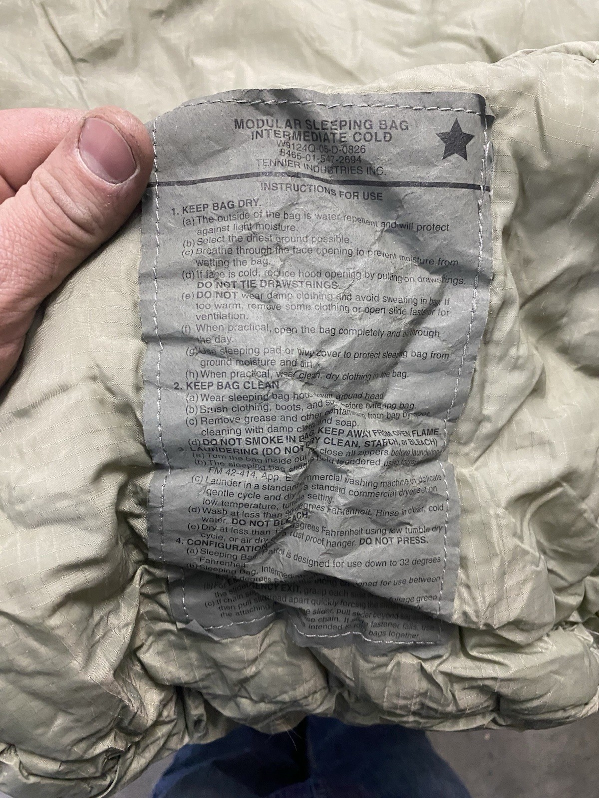 USGI Intermediate Cold Weather Sleeping Bag Cold Weather - Urban Gray GC