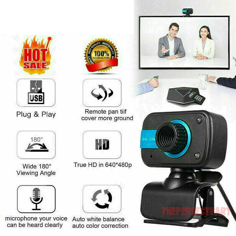 HD Webcam USB Computer Web Camera For PC Laptop Desktop Video Cam W/ Microphone