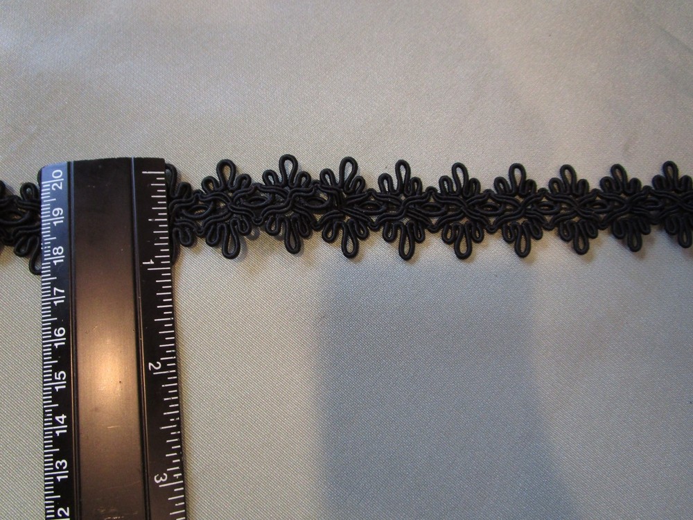 Vintage Black Gimp Braid edge trim 4yd Unit double sided loop