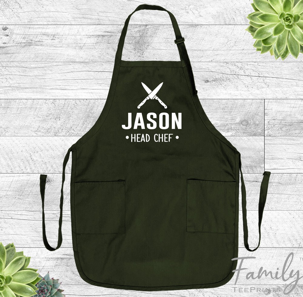 Your Name Head Chef- Grill Apron -BBQ Gift -  Personalized Apron