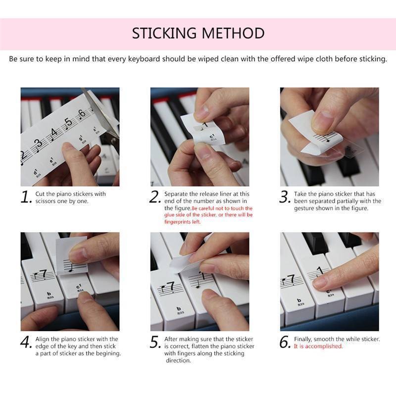 1Set 88-Key Electronic Keyboard Piano Learning Key Beginner Note Sticker Labels;
