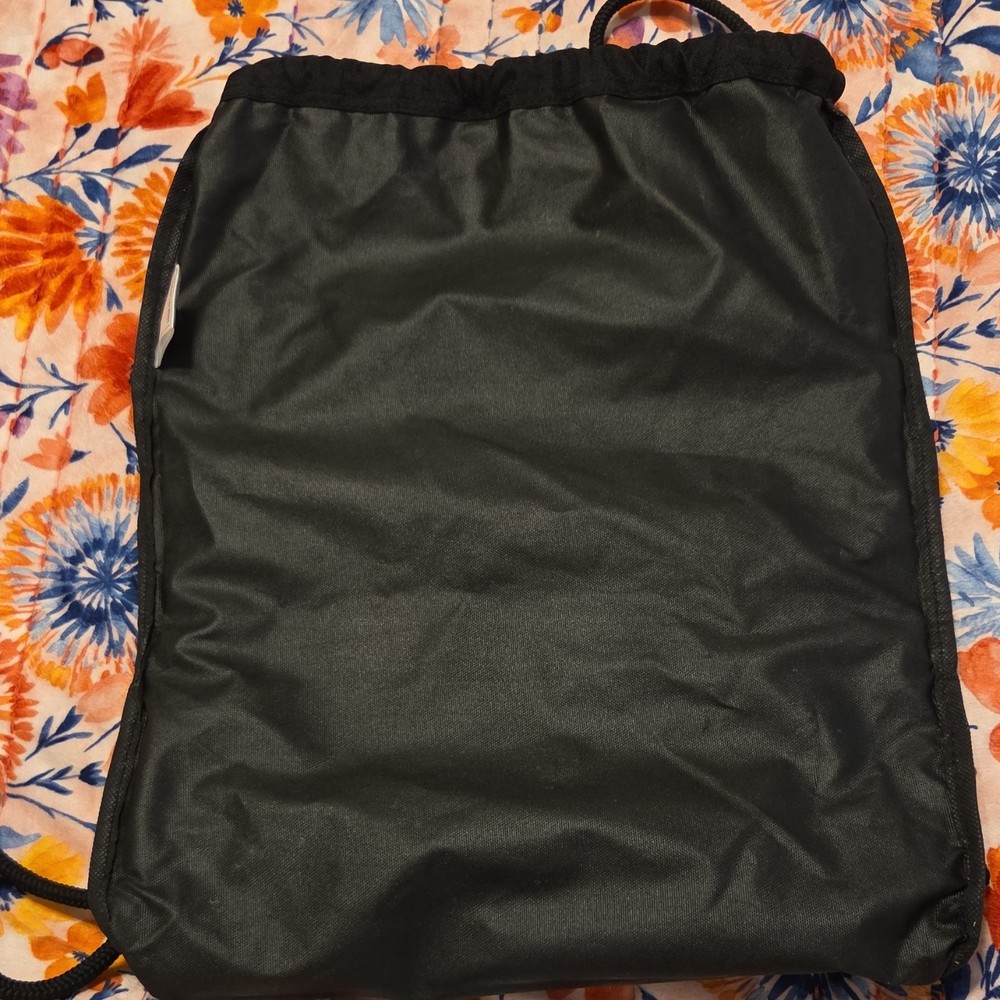 adidas Gray Black Drawstring Gym Bag Polyester Zip Pocket Adjustable Strap