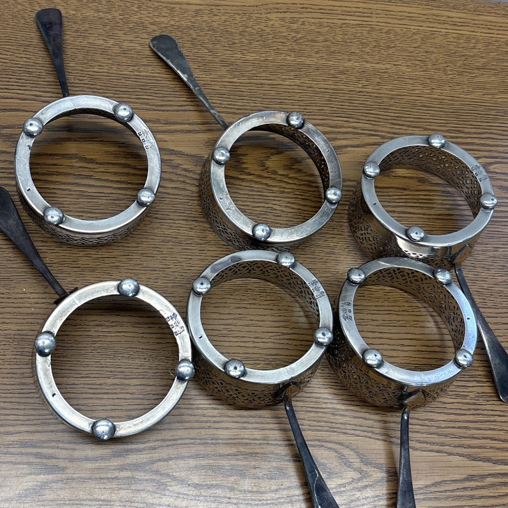 Antique 6 E.G. Webster & Son 1900s Silver Plate Ramkin Springer Austria Holders