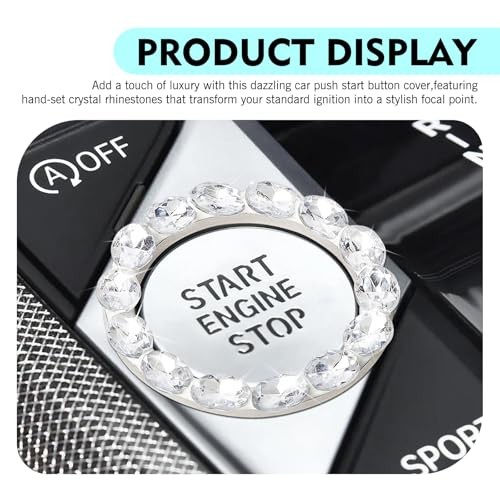 Car Push Start Button Cover, Shiny Key Ignition Switch Knob Ring, Crystal