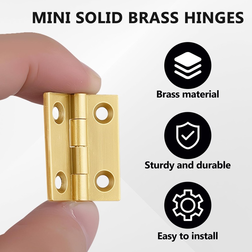 Jinyuanchao Mini Solid Brass Hinges Cabinet Drawer Butt 1 Inch,