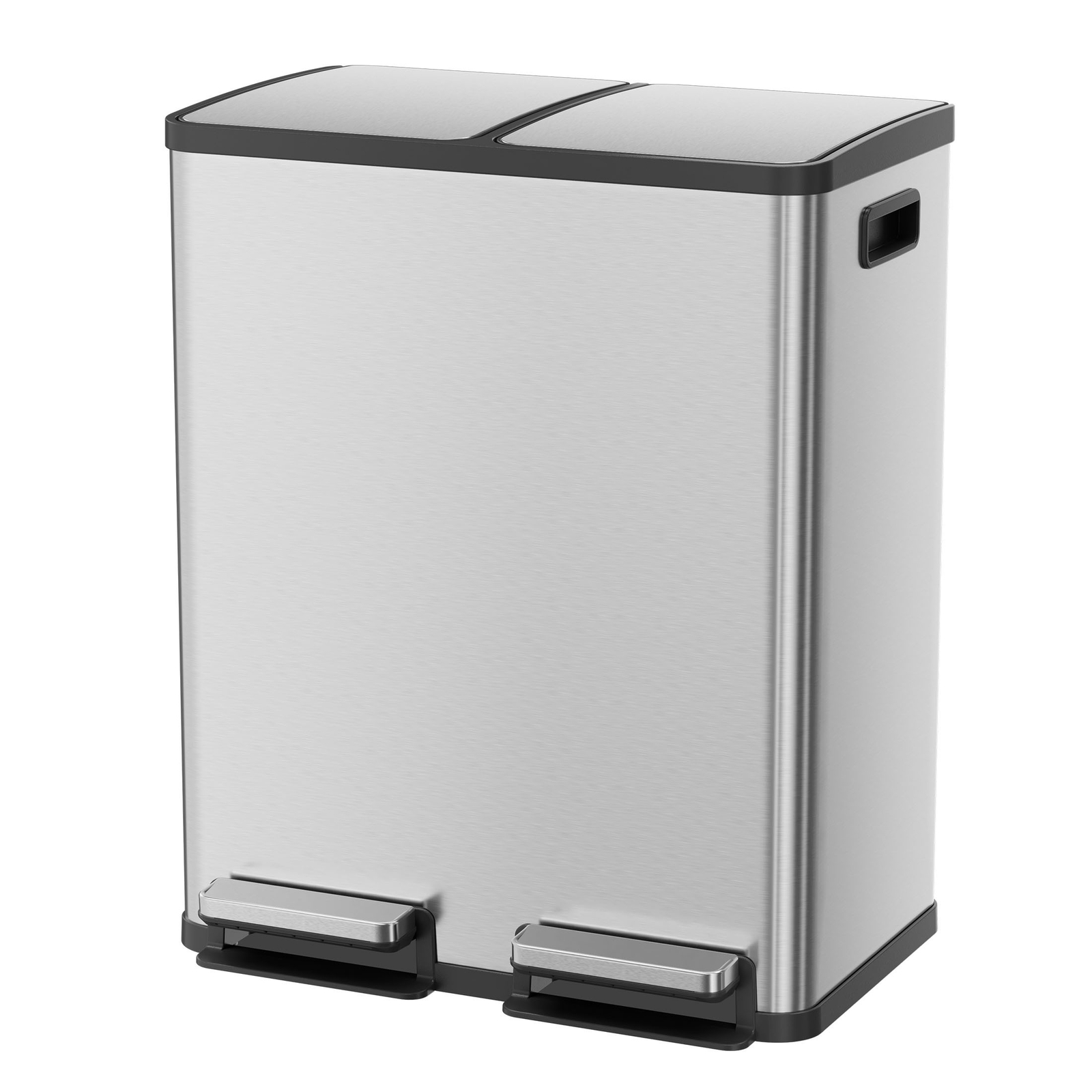 60 Liter Lid Trash Can Large Stainless Waste Bin Compartment Plastic 2x8 Gallon