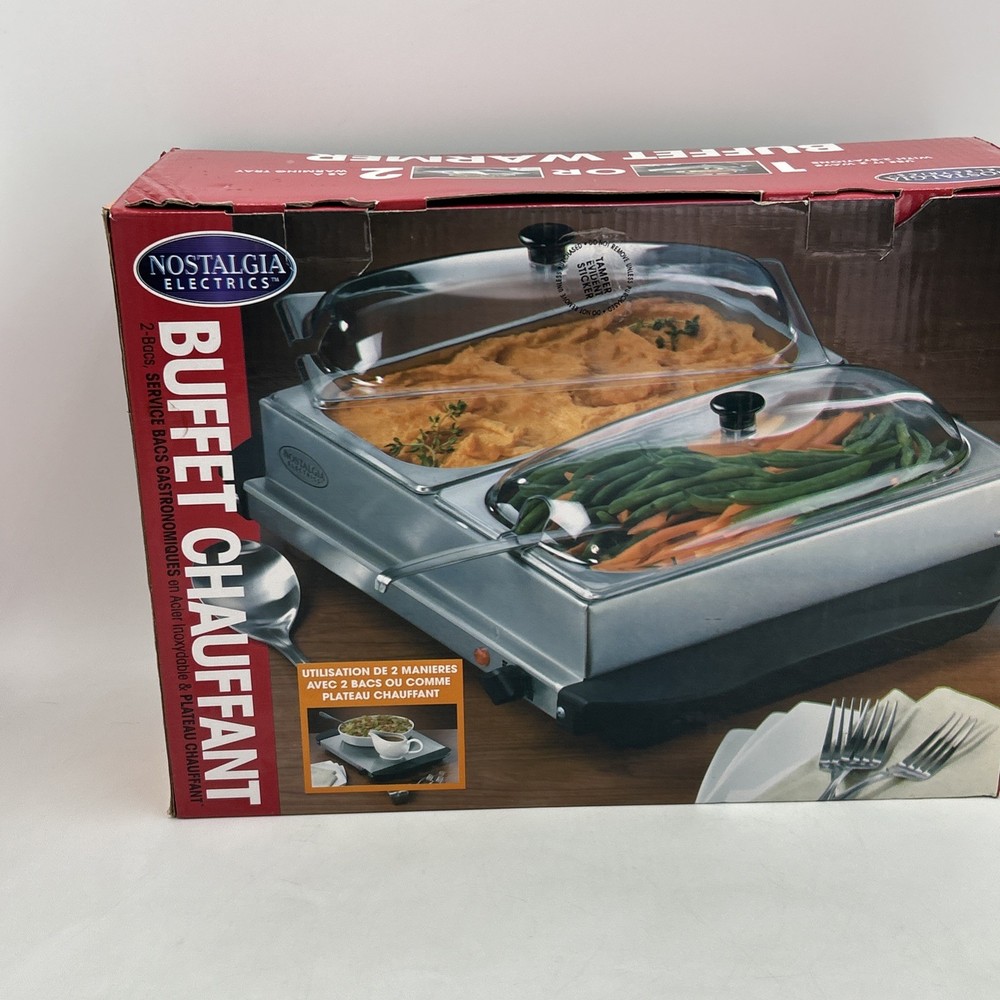NOSTALGIA ELECTRIC 2-Station Stainless Buffet Server & Warming Tray BCD-222