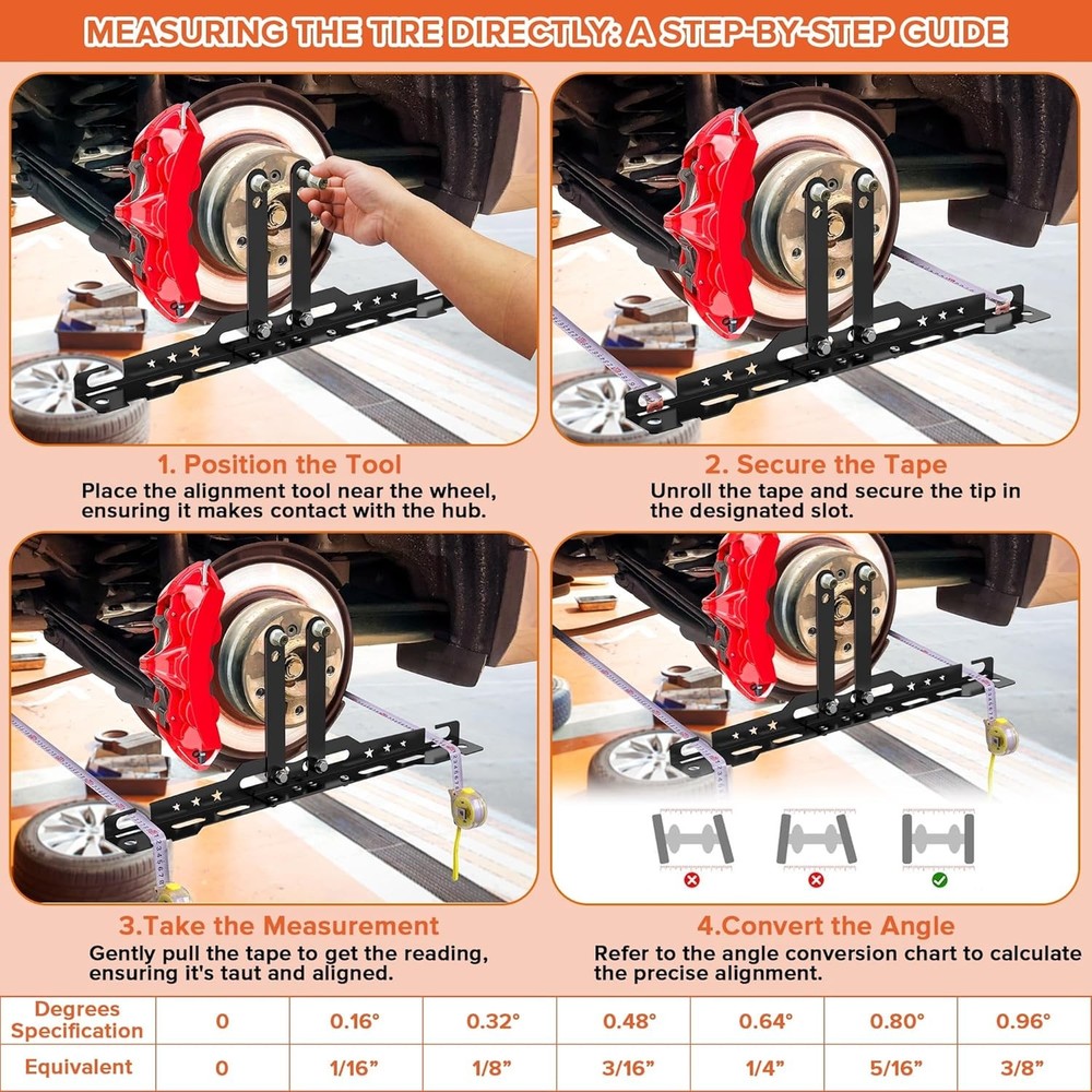 Upgraded Wheel Alignment Tool Kit, Toe Alignment Tool Plates with Extension Arms