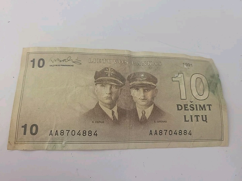 Lithuania 10 Litu Incorrect Spelling GIRENAS.