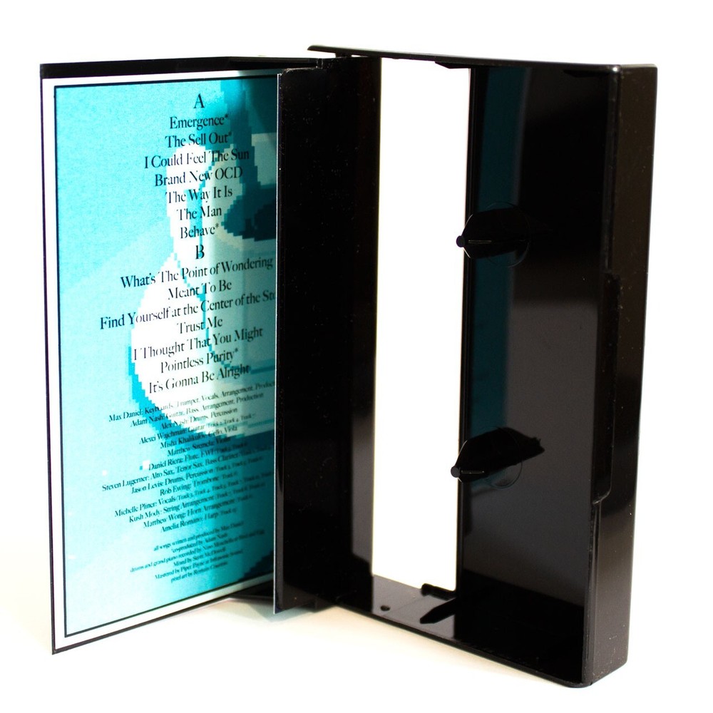 5 Cassette Tape Cases - Black Front + Black Back - Empty Plastic