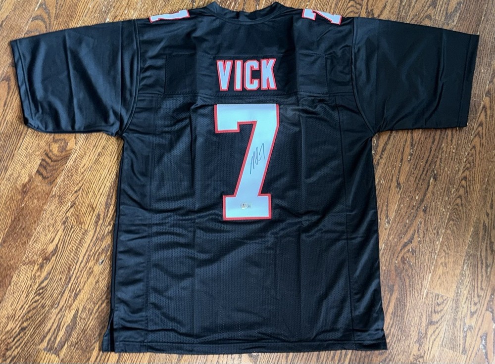 Michael Vick Autograph Signed Black Custom Jersey - Falcons - BAS