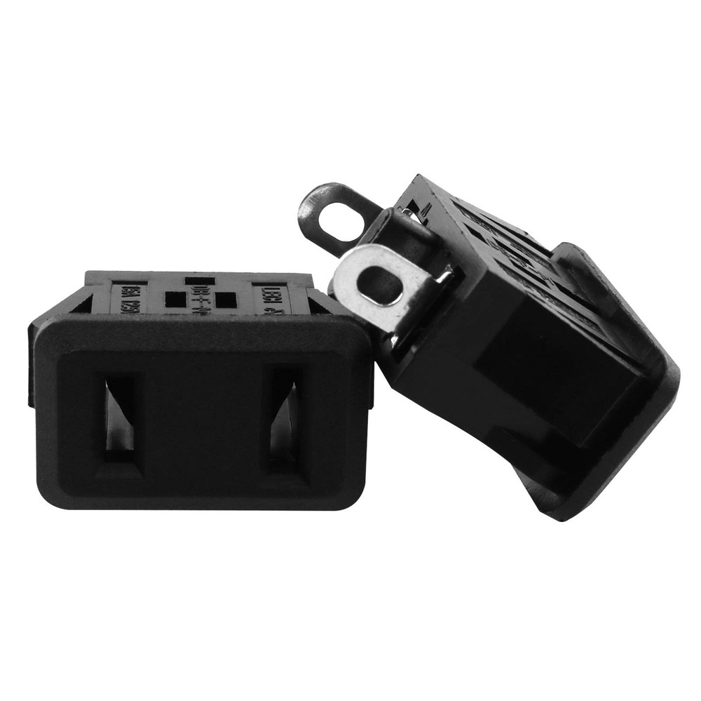 US 2-pin Plug AC Power Base Plug Panel Mount US Outlet Power Socket