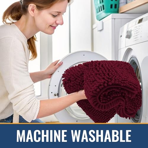 Bathroom Rugs 36x24, Extra Soft Absorbent 36" x 24" Rectangular Burgundy