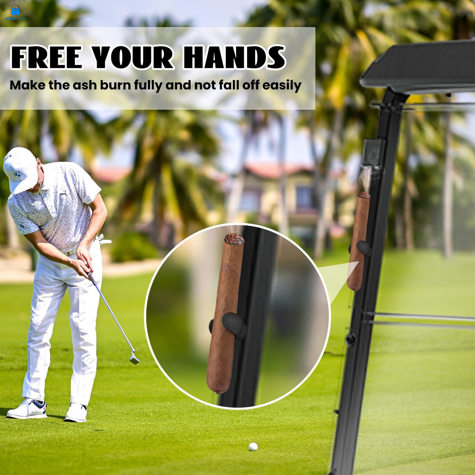 Kucttiu Magnetic Cigar Holder for Golf Carts - Versatile, Black