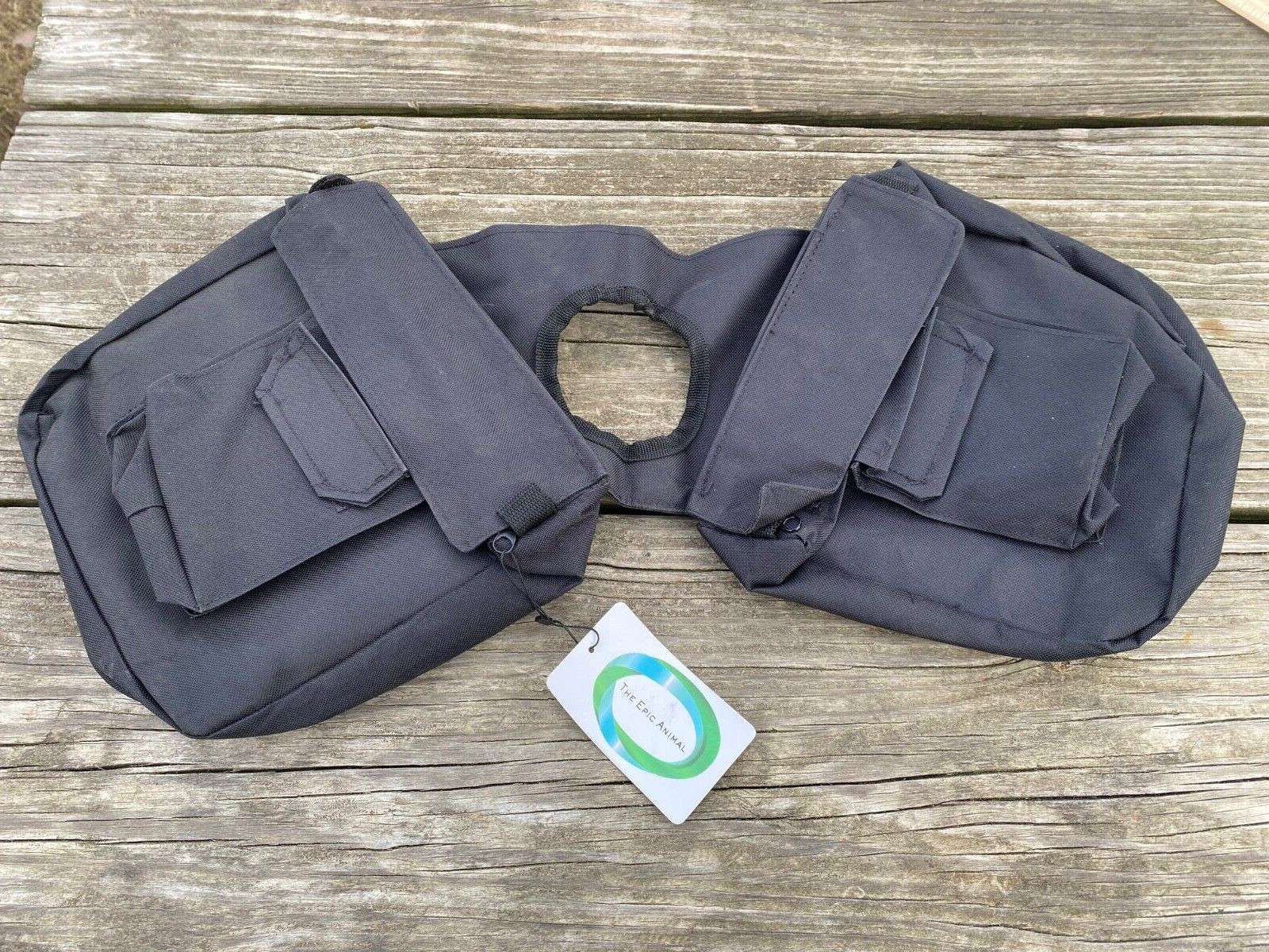 Black waterproof nylon Western saddle horn bag w/multiple pockets