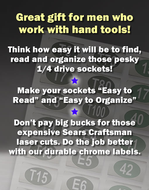 “Fire Fighter” Theme Chrome Socket Label Set - 90 Piece "Easy Read" Tool ID