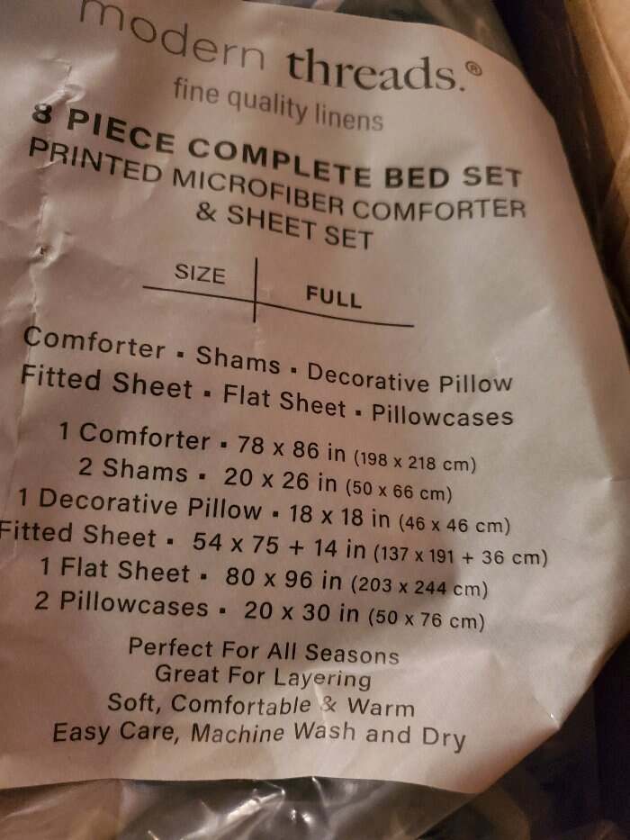 MODERN THREADS Comforter Bedding 8 Pc Set Full NEW