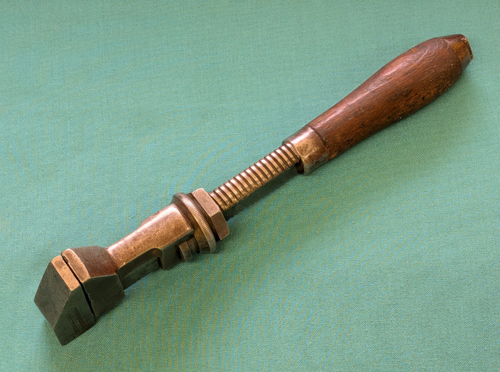 1900's Bemis & Call Co. No. 37 Nut/Monkey Wrench 10" Wood Handle Merrick Pattern