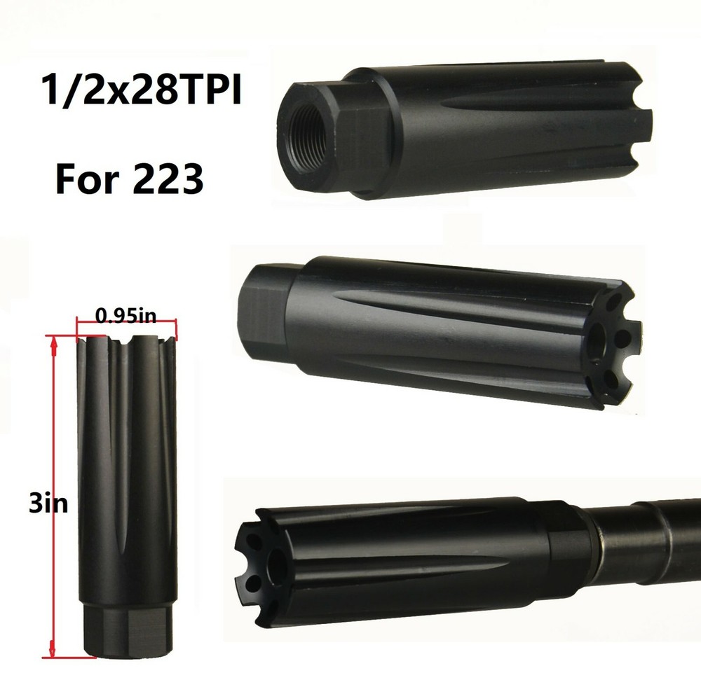 Competition 1/2x28 Thread Low Concussion Muzzle Brake Compensator For .223 Black