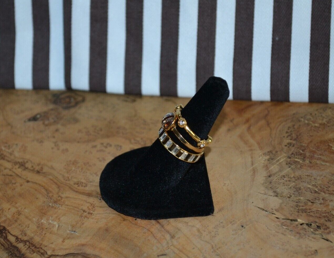 Henri Bendel Centennial Striped Ring Trio - You Pick Size