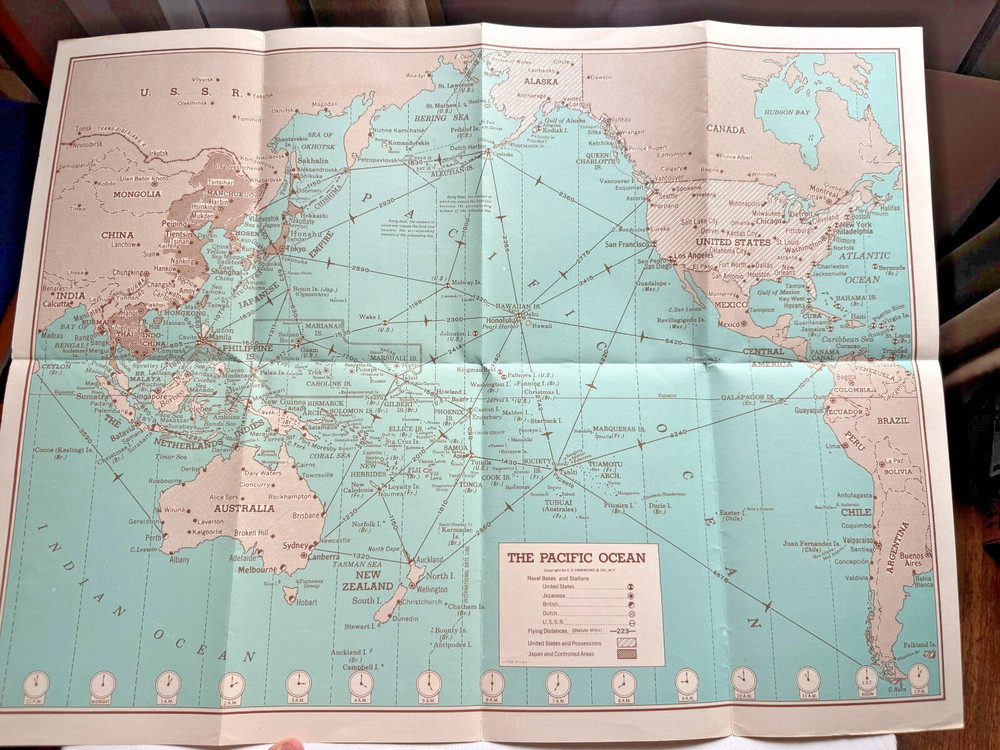 1942 Hammond's War Map The Pacific Ocean