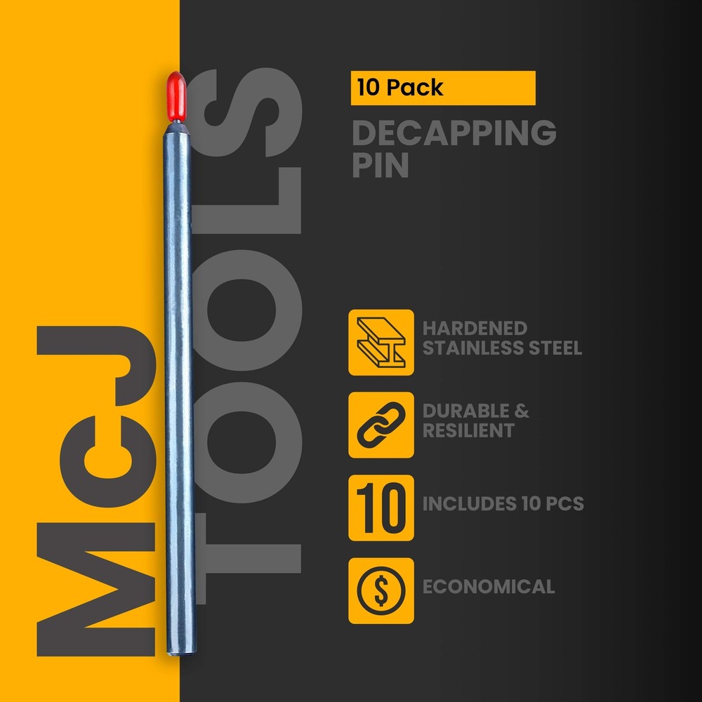 McJ Tools Reloading Die Lock Rings and Decapping Pins (10pack, Decap Pins)