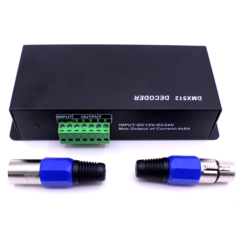 4CH DMX 512 Decoder Led Digital Controller RGBW 4 Channel Dimmer DC 12V-24V