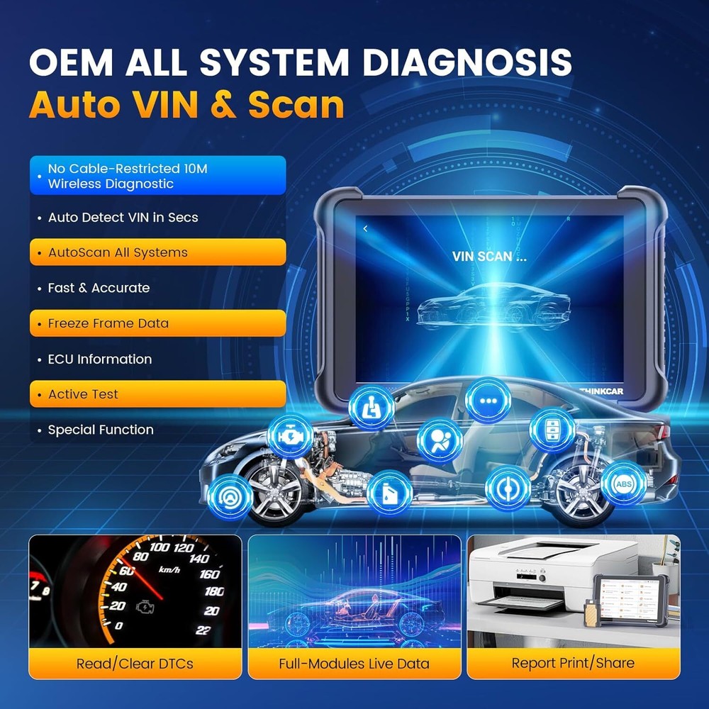 ThinkScan 689BT Car System Diagnostic Scanner ECU Coding 34+Resets W/ Protector