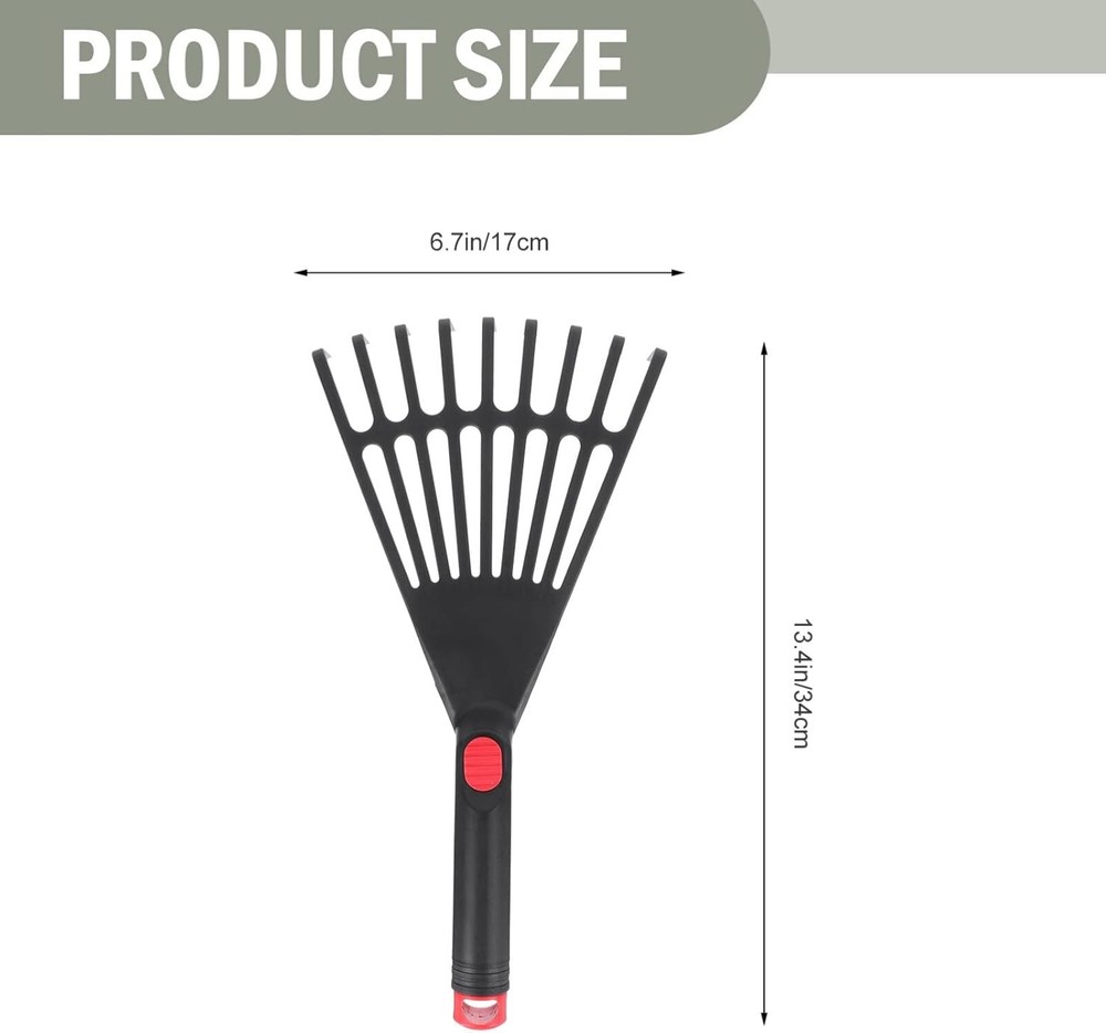 DECHOUS 2Pcs Small Hand Rake Garden Tool: Short Handle Plastic Black