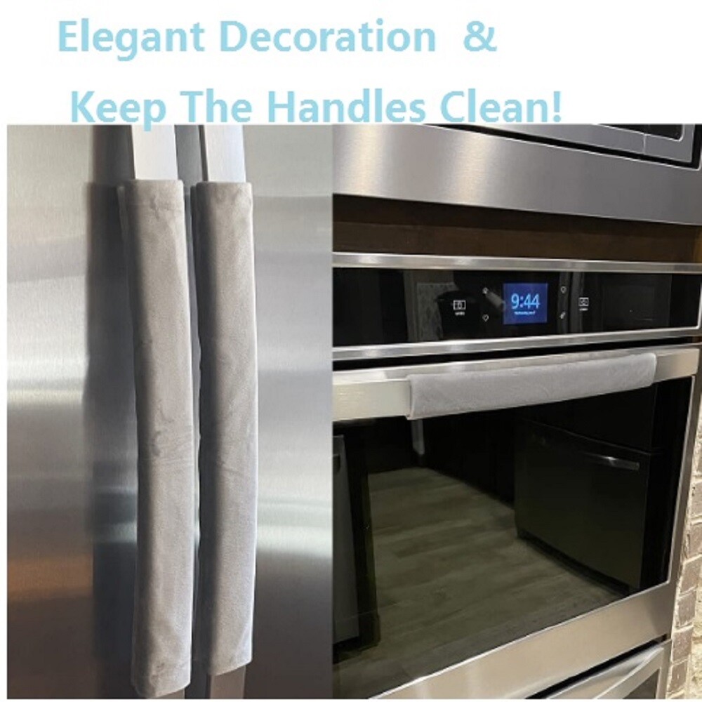 2x Fridge Refrigerator Door Handle CoverS Kitchen Appliance Decor Protector Gray