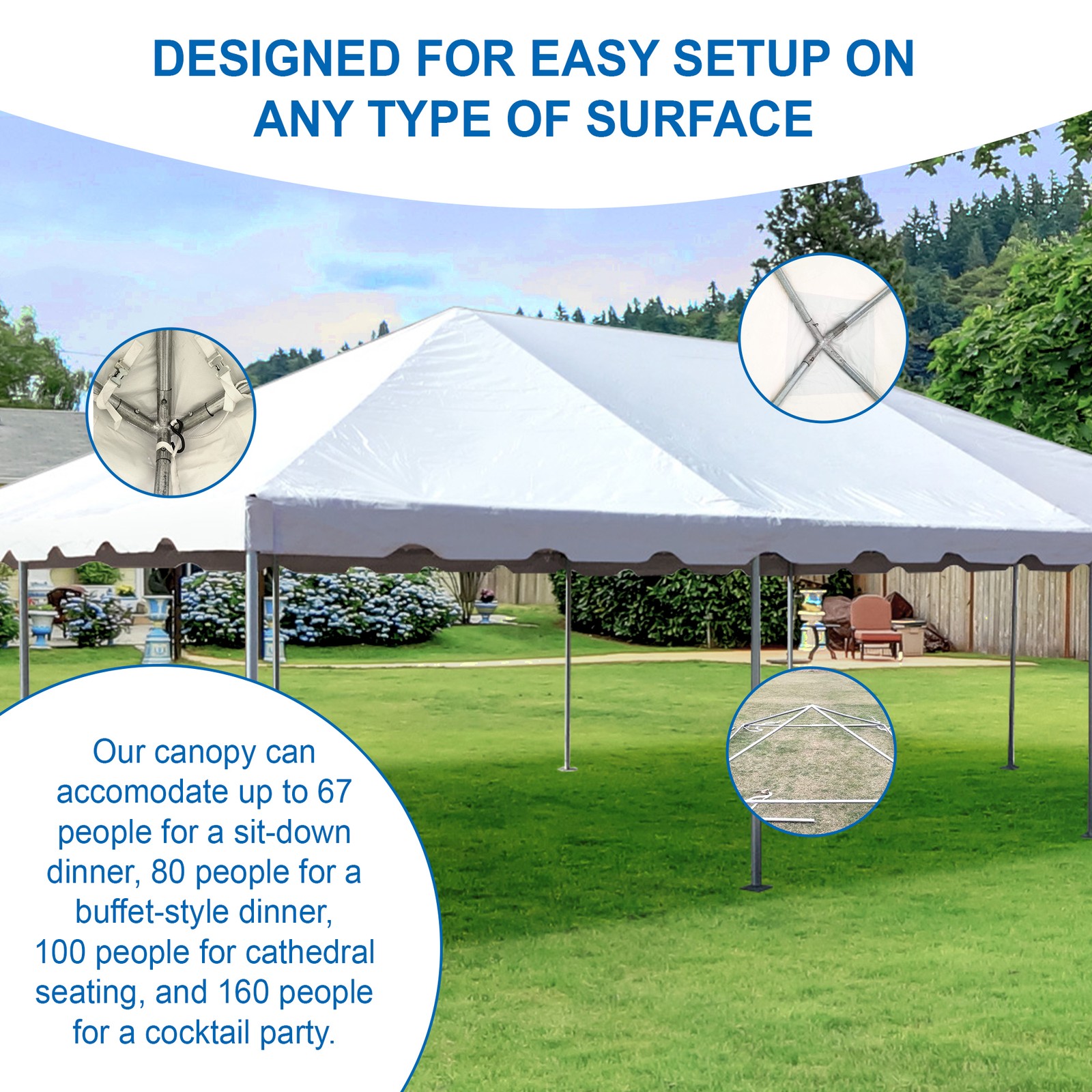 20 x 30 Canopy Party Tent White Commercial Backyard Event Gazebo with Frame