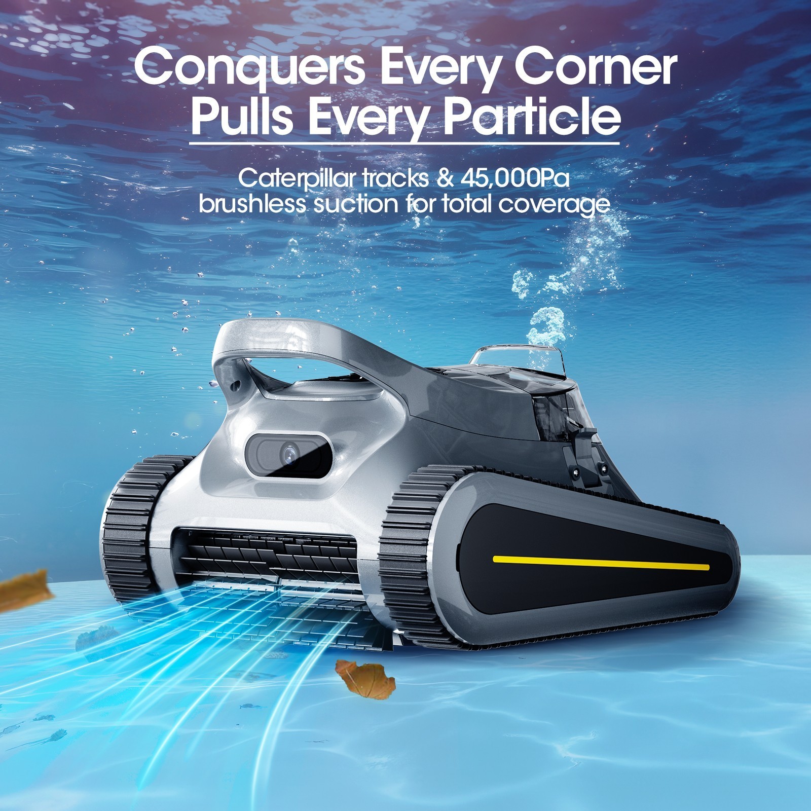Seauto Cordless Robotic Pool Cleaner Wall & Waterline Cleaning w/App Support