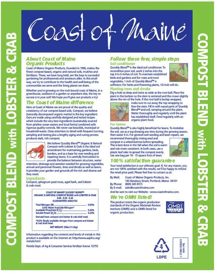 Coast of Maine Q1 Quoddy Blend, Organic Lobster Compost Soil, 1 cf