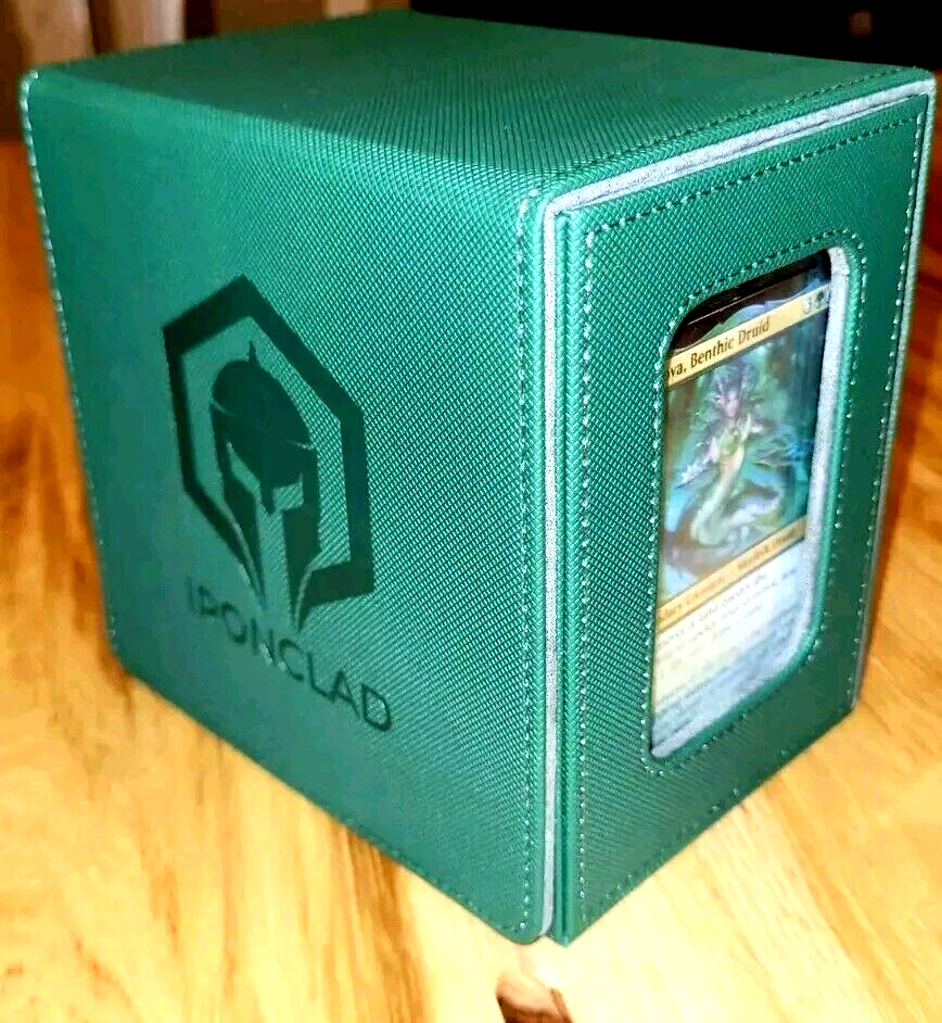 MTG Commander Deck Card Box Display Window Dice Drawer 100+ Double Sleeved Green