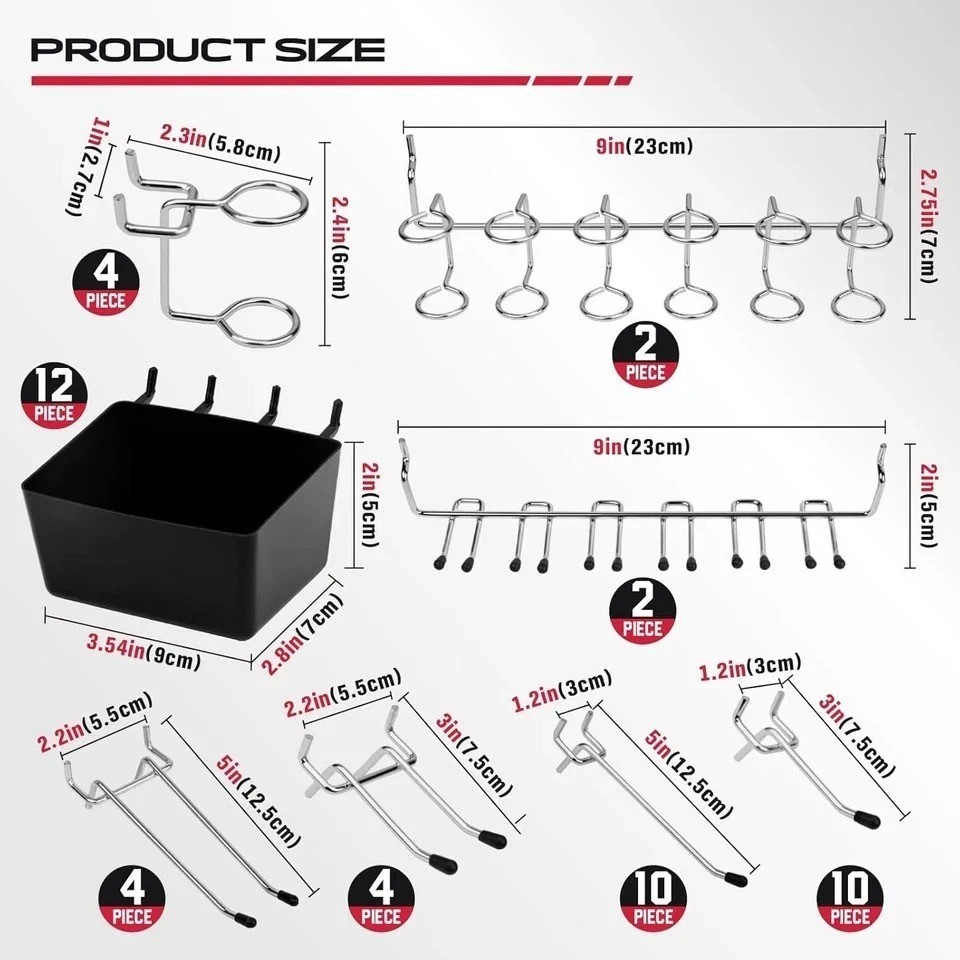 Pegboard Organizer Peg Board Hooks 300-Piece Hooks for Black