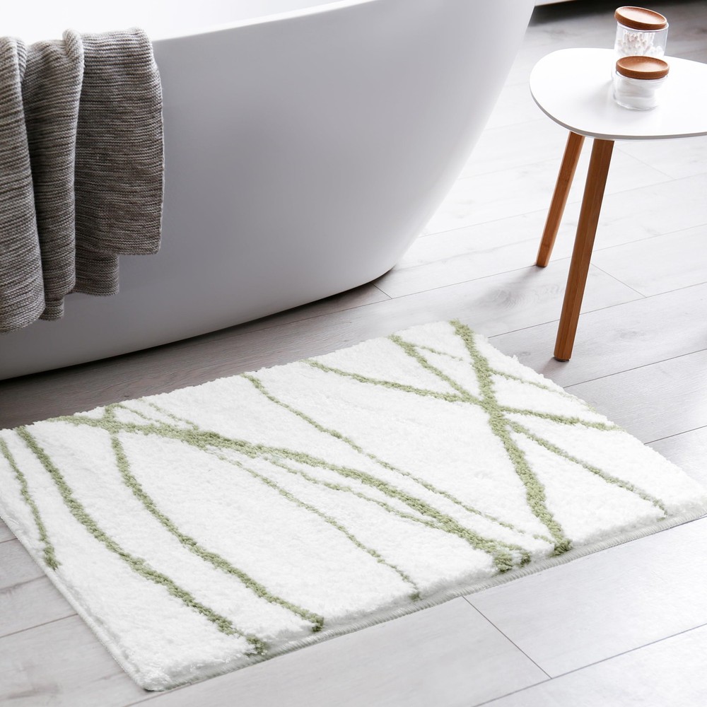 Tititex Luxury White Sage Green Curve 1'4" x 2' (Rectangular),