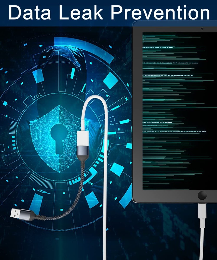 USB Data Blocker Adapter 3-Pack,Charge Only Type-A Cable,Data Blocking Defender