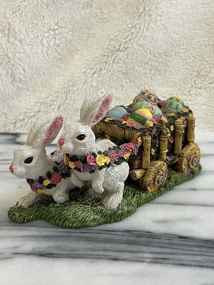 Three Hands Easter Collection Bunnies with Easter Egg Cart Figurine