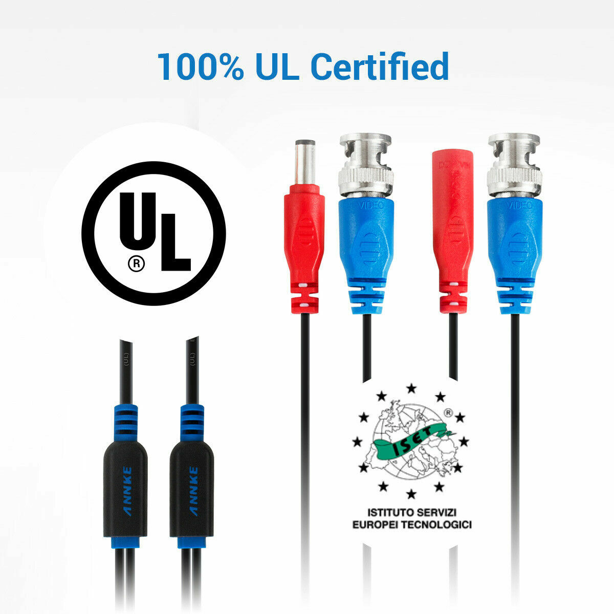 4pcs 100ft Video Power Cable BNC RCA Cord Wire for CCTV Security Camera System