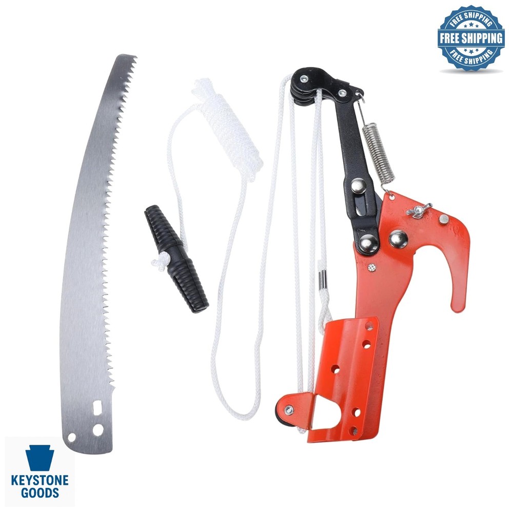 Extendable Tree Pruner Saw with Pulley System for High Branches