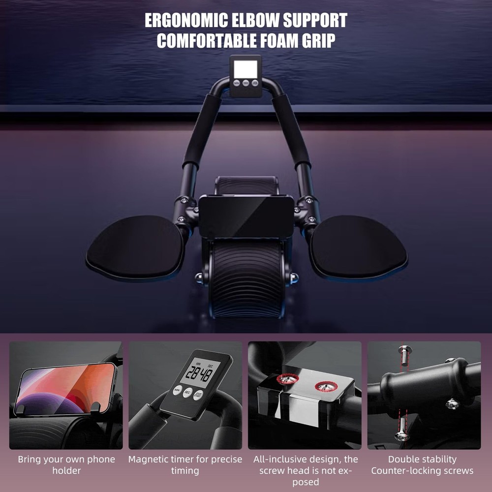 Uota Ab Roller Wheel Elbow Support, Auto Rebound, Stable Abdominal Workout