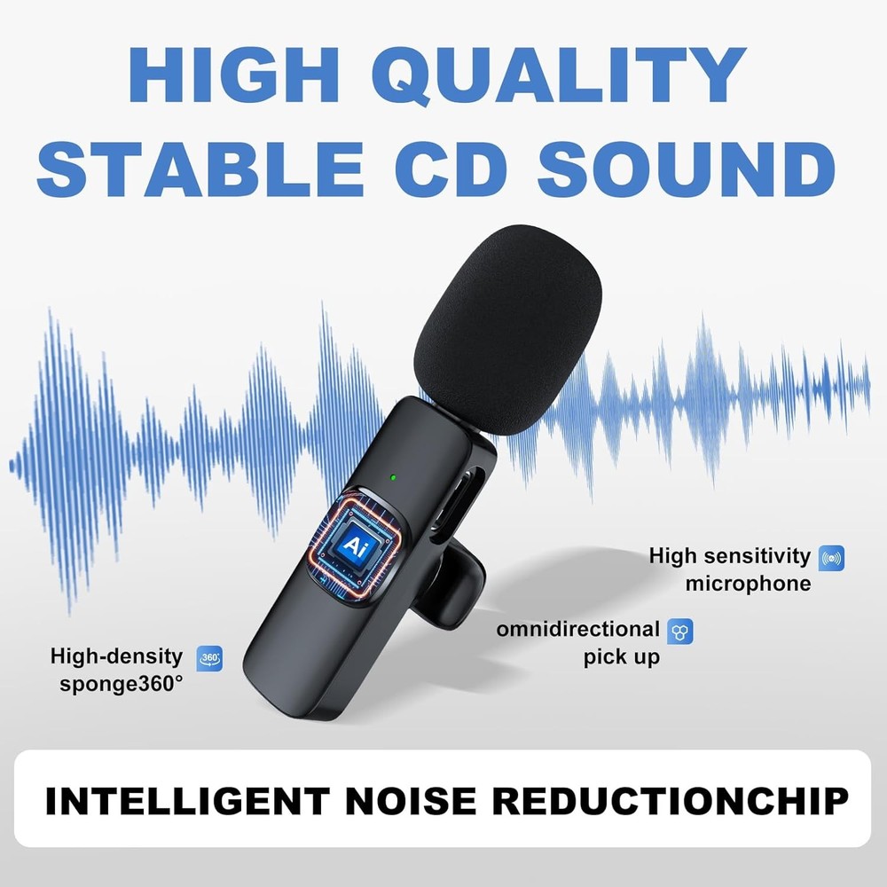 2 Pack Wireless Lavalier Microphone for Iphone/Android Phone, USB C Wireless Lav