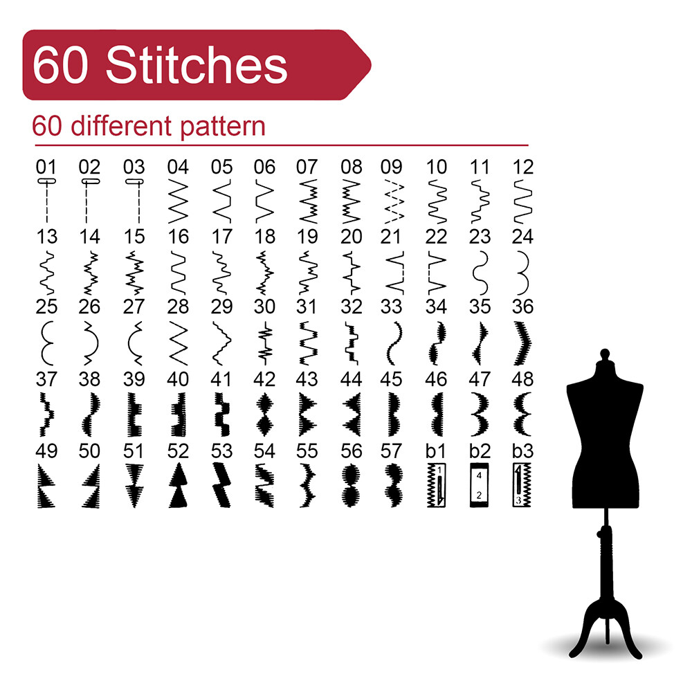 Computerized Embroidery Sewing Machine with 60 Unique Built-in Stitch