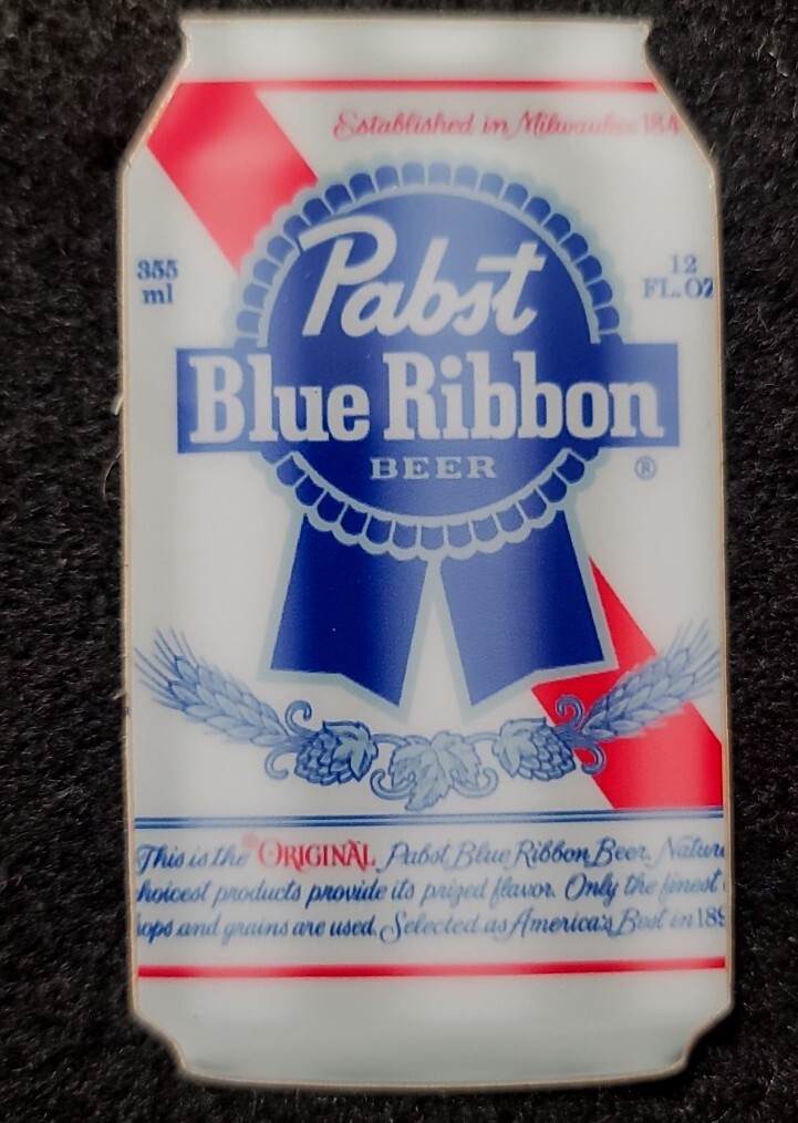 BEER STICKER “PABST BLUE RIBBON” 2“ X 3 1/2“ ORIGINAL VERY THICK & GLOSSY!