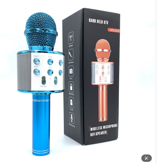 Wireless Bluetooth Karaoke Microphone for Kids, 5-in-1 Portable Handheld Blue