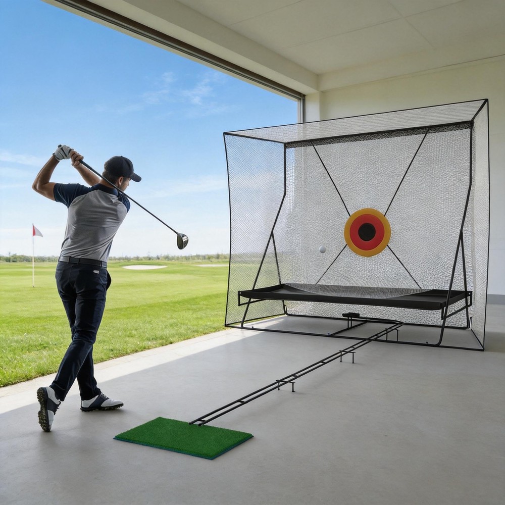 ✨10x8Ft Golf Practice Net w/ Targets, Return Trajectory Swing Training Net Impac