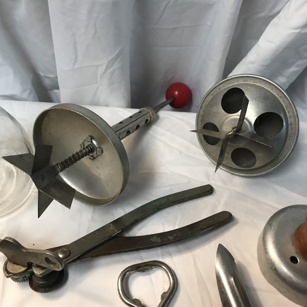 Vintage Lot Kitchen Red Handles Tools Plus Miscellaneous