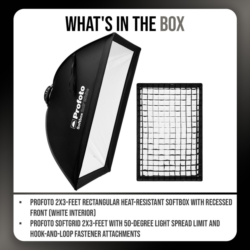 Profoto 2x3 Feet Rectangular Softbox with Recessed Front and Softgrid Bundle