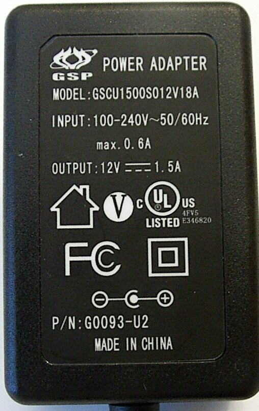 2 pcs, 12V 1.5A GSP GSCU1500S012V18A Power Adapter