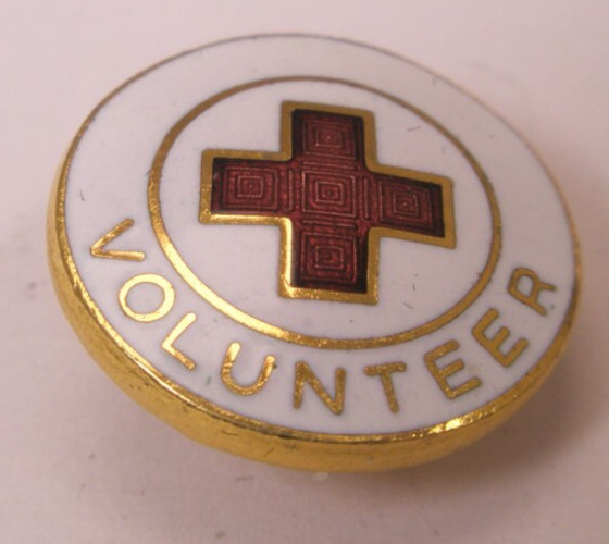 Red Cross Volunteer Vintage Tie Tack Lapel Pin safety v05